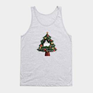 Black and White Cat in a Christmas Tree Tank Top